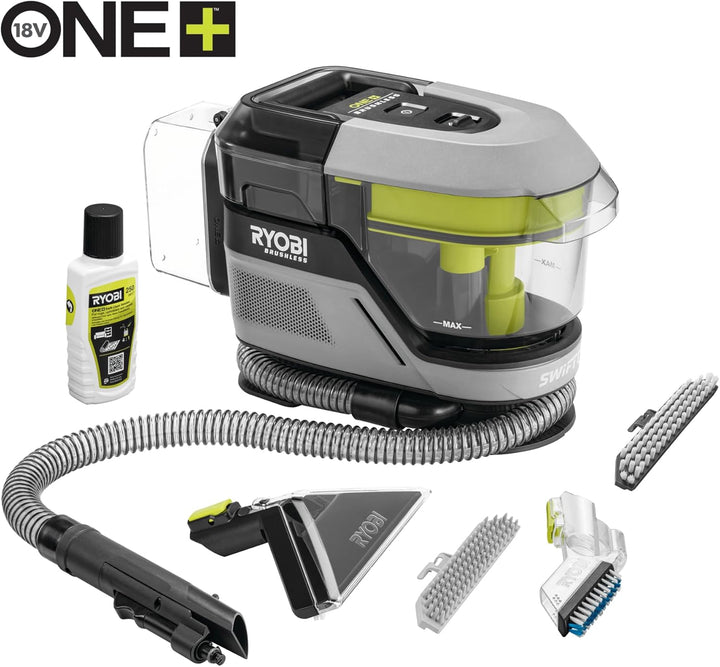 RYOBI 18 V ONE+ Akku-Textilreiniger Pro RDC18BL-0, kraftvolle Fleckenentfernung, 2in1-Waschbürste, D