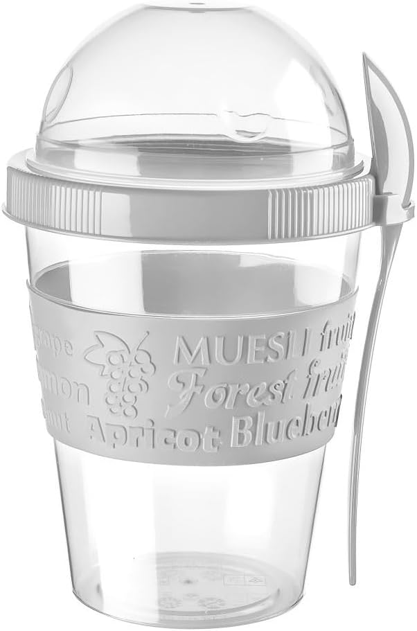 Generisch Müsli to Go Becher 4er Set – BPA-frei – Müslibecher mit Deckel & Löffel – Joghurtbecher, O