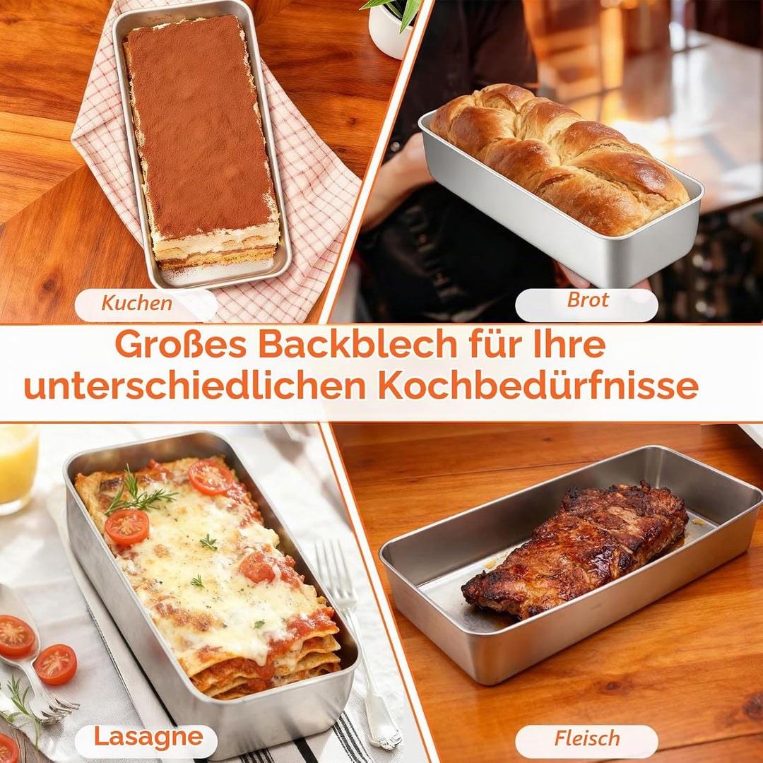 2 Stück Kastenform Kuchen Backform Rechteckig Brotbackform Edelstahl 32 x 15 x 6.5cm - 3,2L für Kuch