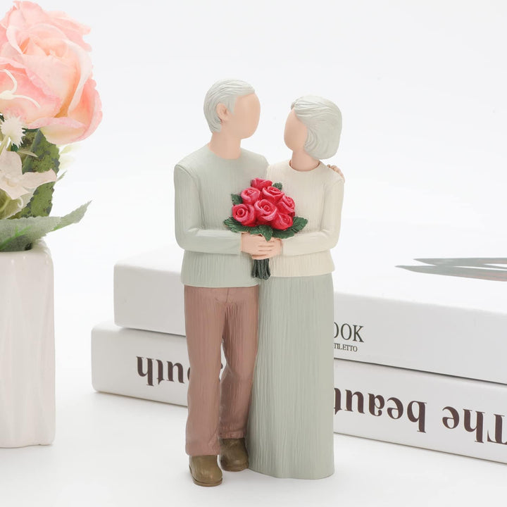 Carracci Liebevolles älteres Paar Figuren, Hochzeitstag Statuen für Heimdekoration, geformte handgem