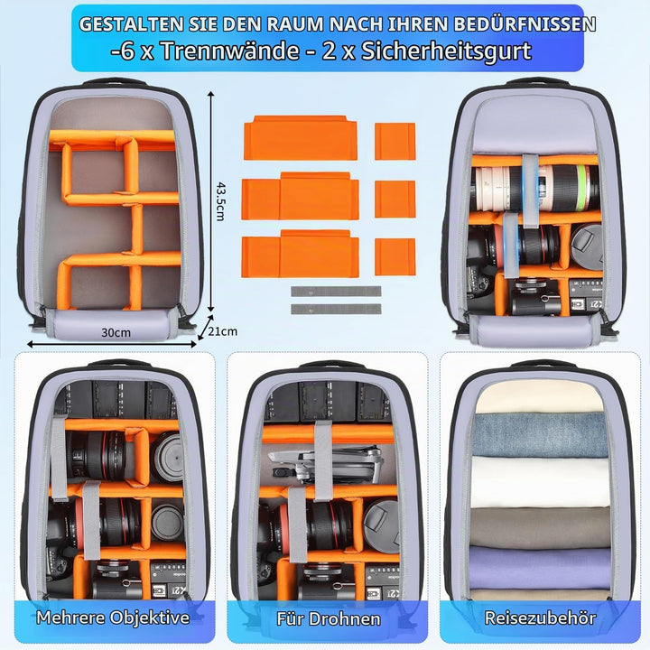Kamerarucksack DSLR SLR Kameratasche wasserfest Fotorucksack für Canon Nikon Sony Kamera Drohne Obje