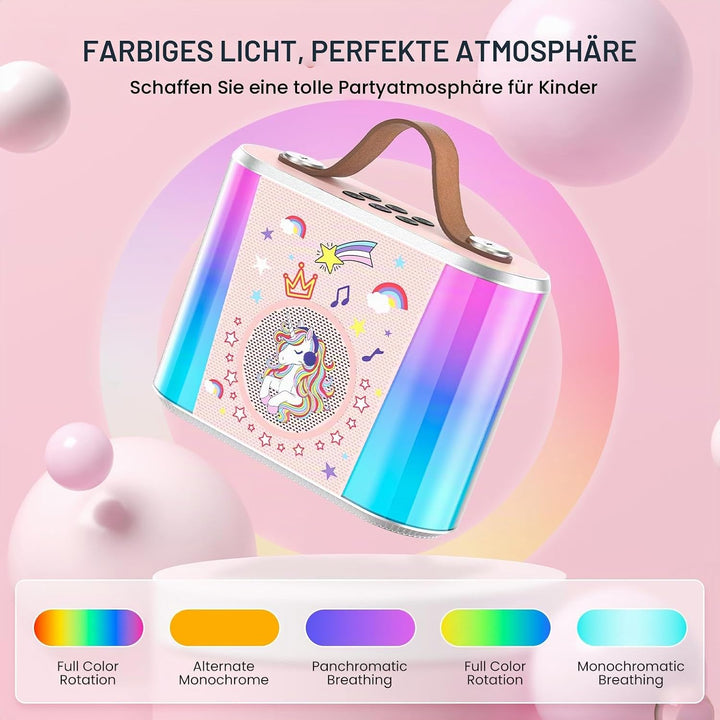 PKBD Karaoke Maschine für Kinder,Mini Karaoke Maschine mit 2 Mikrofonen, Tragbarer Bluetooth-Lautspr