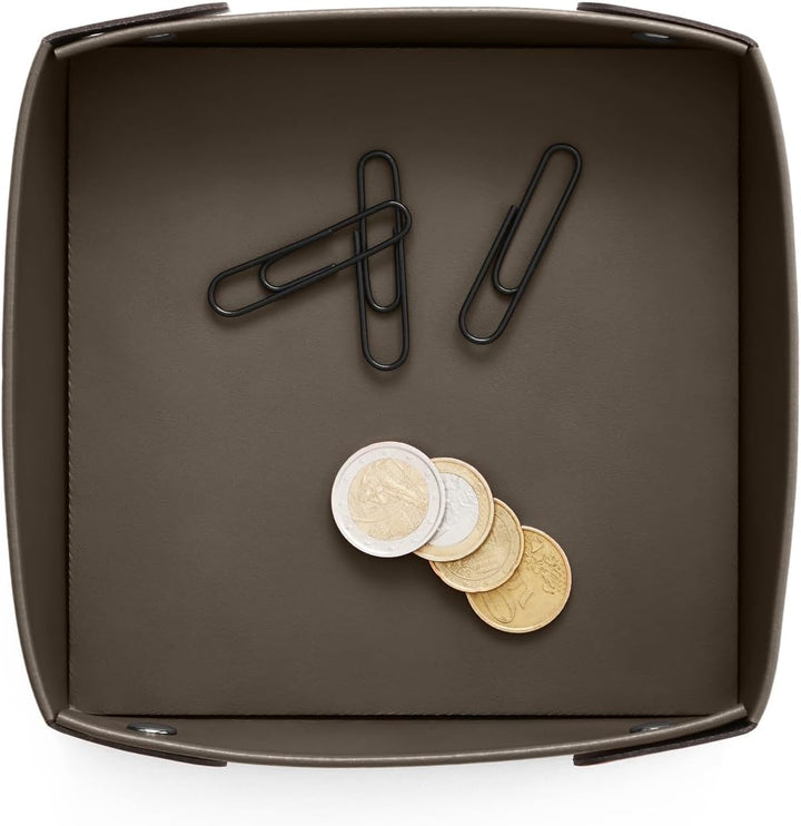 Eglooh - Perseo - Taschenleerer Leder Taupe Grau - Schreibtisch-Organizer mit modernem Design - Abla