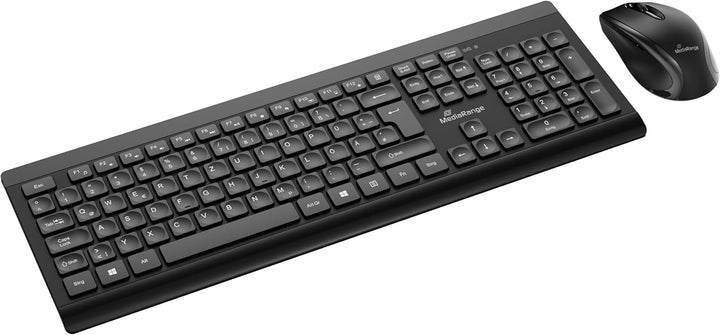 MediaRange kabelloses Funk-Tastatur und 5 Tasten Funk-Maus Set, deutsches QWERTZ Layout, PC Tastatur