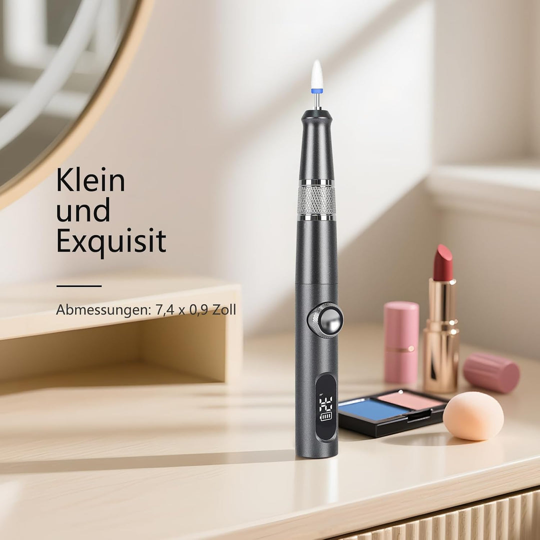 Elektrische Nagelfräser 35000 U/min mit LCD und 12 Aufsätzen | Elektrische Nagelfräser kabellos mit