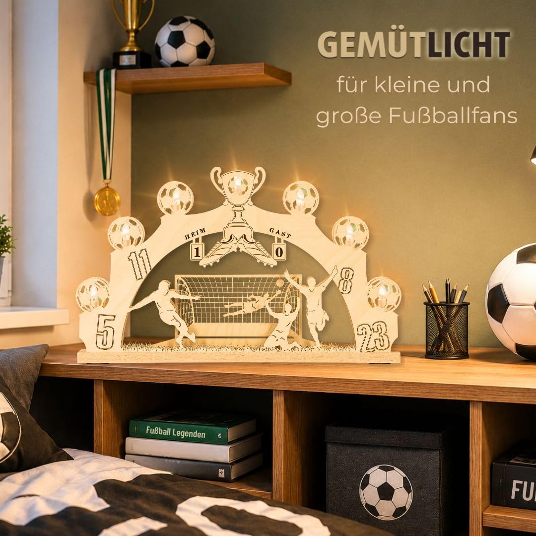 weigla - Schwibbogen original Erzgebirge 7 flg. Fussball - Lichterbogen Weihnachten - 7 x 34 V, 3 W,