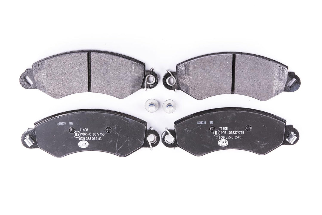 HELLA PAGID 8DB 355 012-431 Bremsbelagsatz - T1608 - Dicke/Stärke: 18.4mm - Bremssystem: Bosch - mit