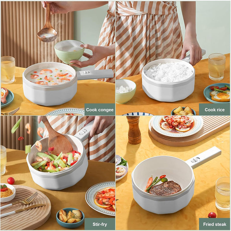 Elektrischer Hot Pot, 1,5 L Elektrische Pfannen, Dual Power Control Kochtopf für Reise/Wohnheim, Ant