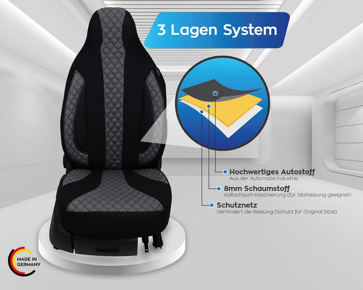 BREMER SITZBEZÜGE Mass Piloten Auto Schonbezüge kompatibel mit Dacia Spring Fahrer & Beifahrer ab 20