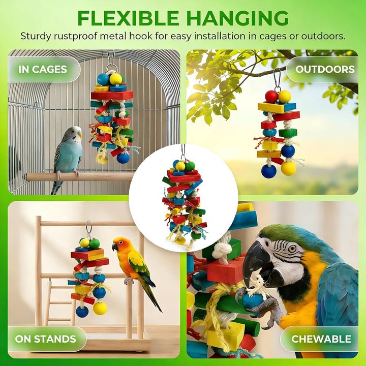 Papageienspielzeug Holz Vogel Spielzeug Papagei Spielzeug Käfig Vogelspielzeug für Papageien Kauspie