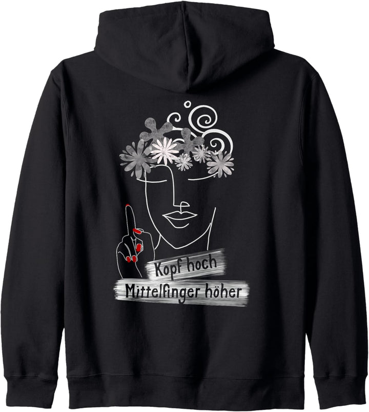 Sarkasmus Humor gute Freundin Kopf hoch Mittelfinger Kapuzenjacke