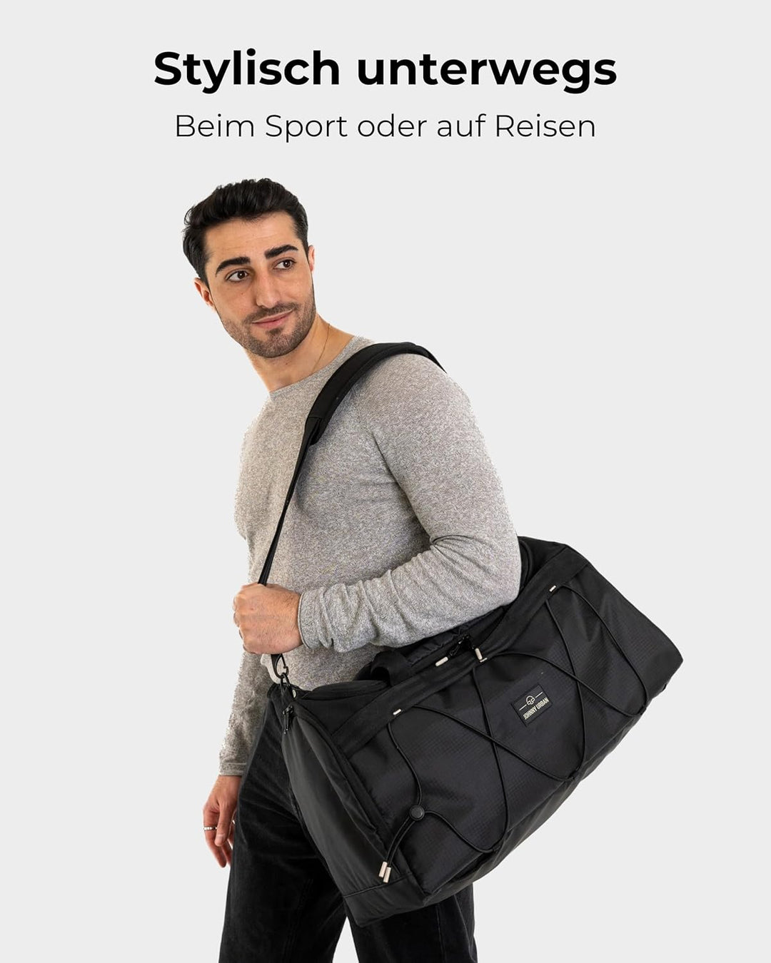 Johnny Urban Sporttasche Herren & Damen Schwarz - Shawn - 2 in 1 Tasche mit Rucksackfunktion für Rei