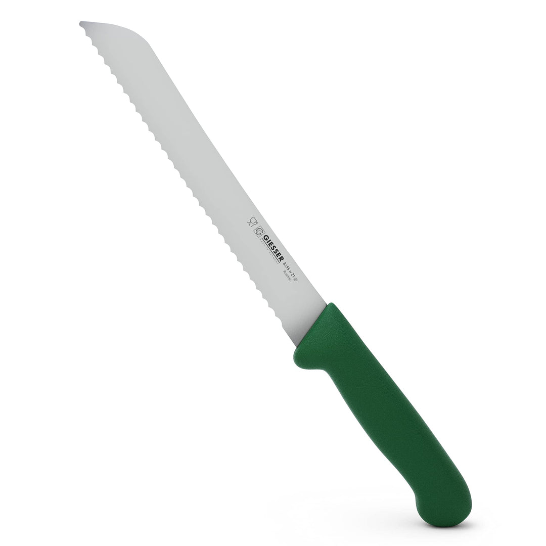 Giesser seit 1776 - Made in Germany - Brotmesser grün, Basic Green, Klinge 21 cm, Wellenschliff, rut