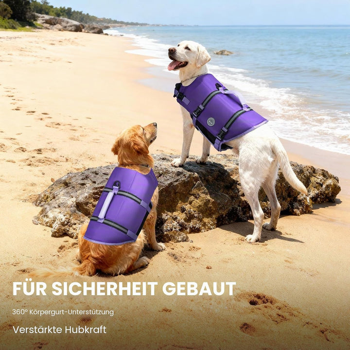 VIVAGLORY Hunde Schwimmweste Rip Stop Hundeschwimmweste, XL, Lila | Auftrieb &amp; Ripstop for Hunde, Sc