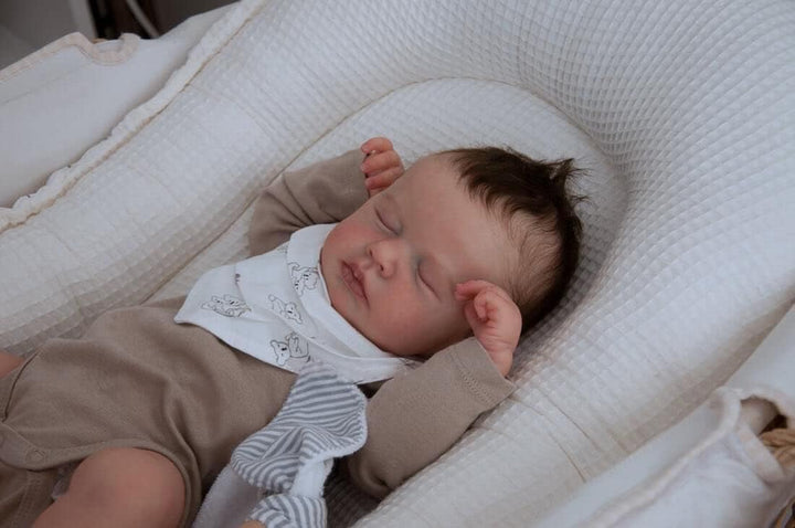 Zero pam Reborn Baby Vollsilikon Lebensecht Mädchen,50CM Lächelndes Silikon Baby Puppe Mit Haaren, S