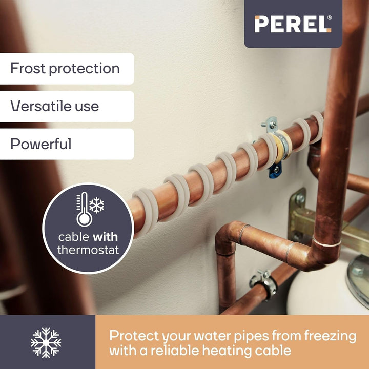 PEREL - 120-0T Frostschutzkabel mit Thermostat, 12 m Länge 138884