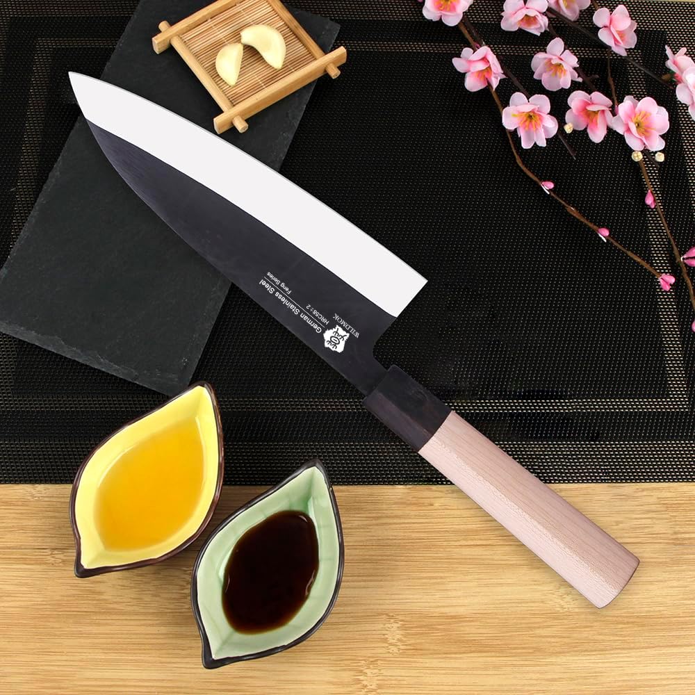 WILDMOK 19,4 cm Deba-Messer Asiatisches Usuba-Lachsmesser Sashimi-Messer Deutsche Edelstahlklinge un