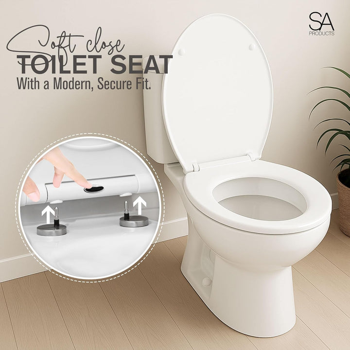 SA Products Toilettensitz mit Absenkautomatik – Universeller Ovaler Toilettensitz mit Softclose &amp; Sc