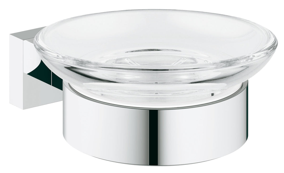 Grohe 40754001 Essentials Cube Seifenschale mit Halter, Silber Eckig, Eckig