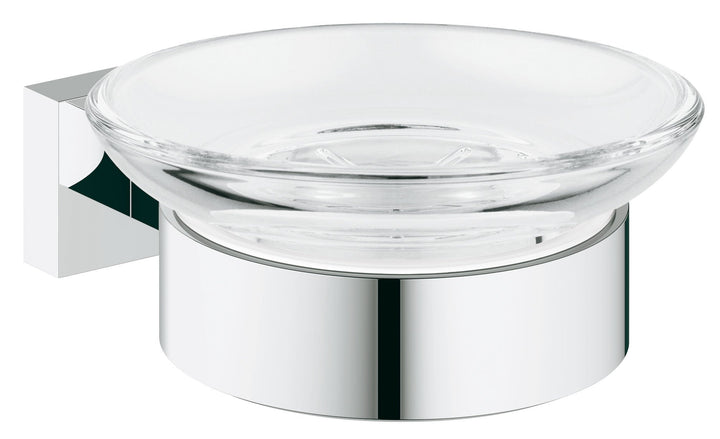 Grohe 40754001 Essentials Cube Seifenschale mit Halter, Silber Eckig, Eckig