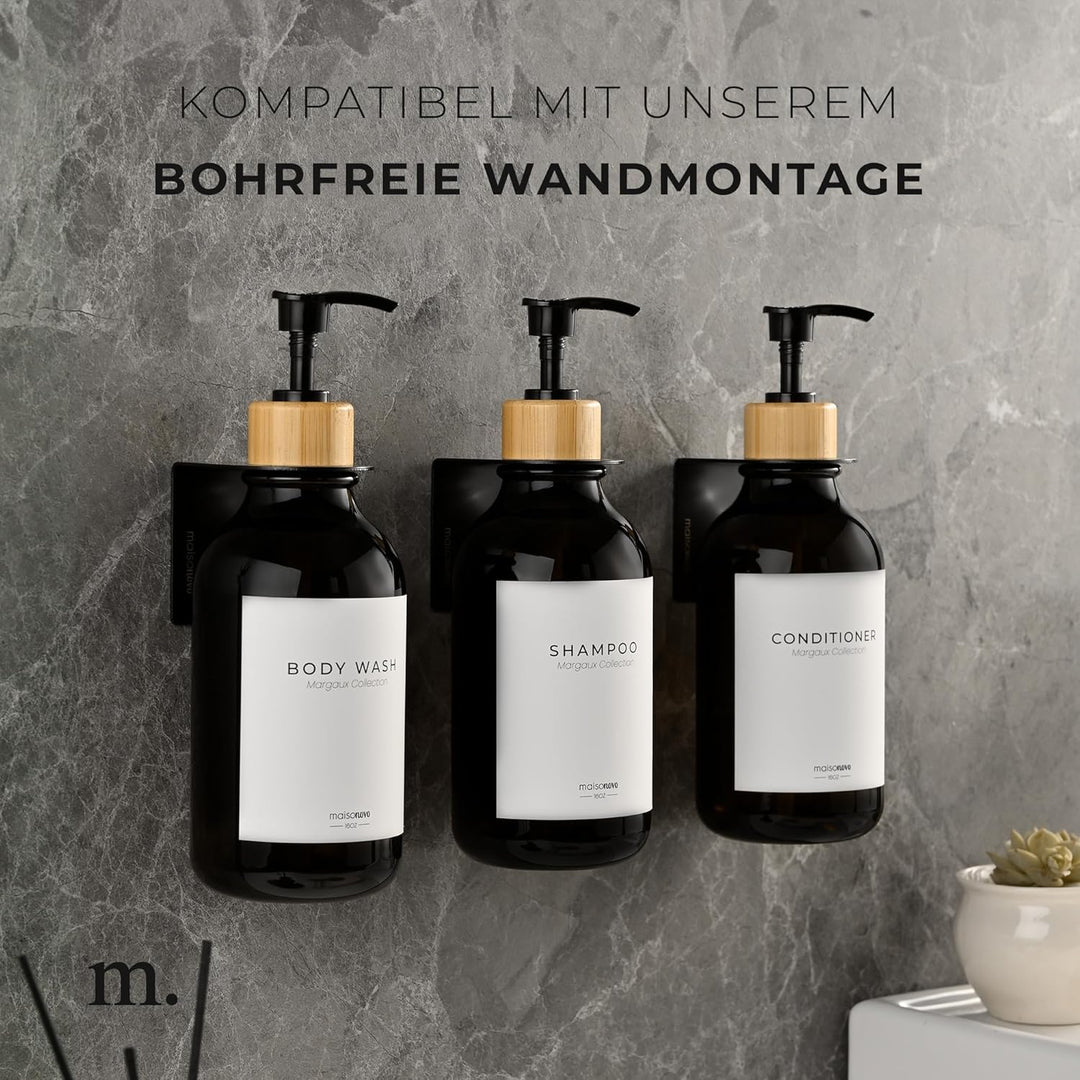 MaisoNovo Shampoo Spender Für Dusche 3er Set - Schwarz Duschgelspender Für Dusche Mit Pumpe Schwarz