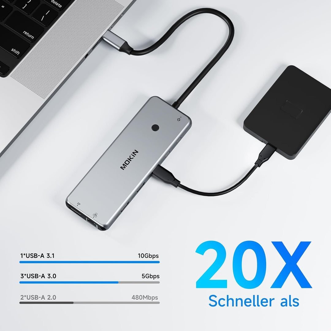 USB C Docking Station Dual Monitor 13 in 1 Triple Display Dock, Laptop Docking Station with 2 HDMI,