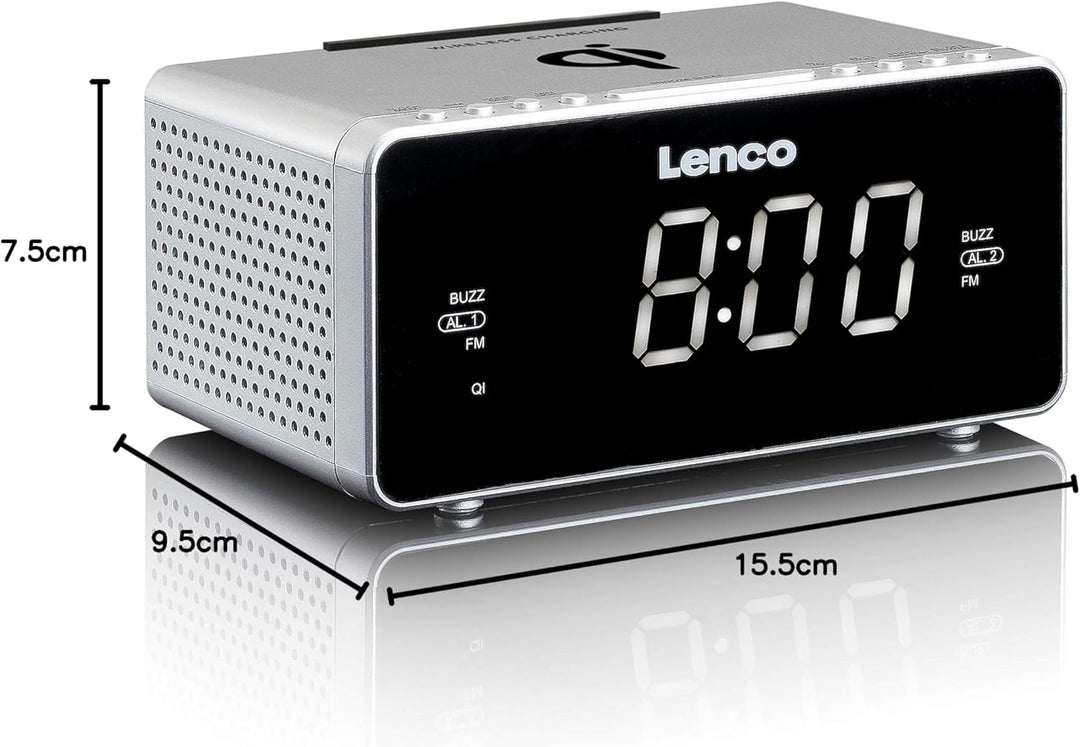 Lenco Radiowecker CR-550 mit 2 Weckzeiten 12 Zoll LED Display dimmbar Sleep-Timer Schlummerfunktion