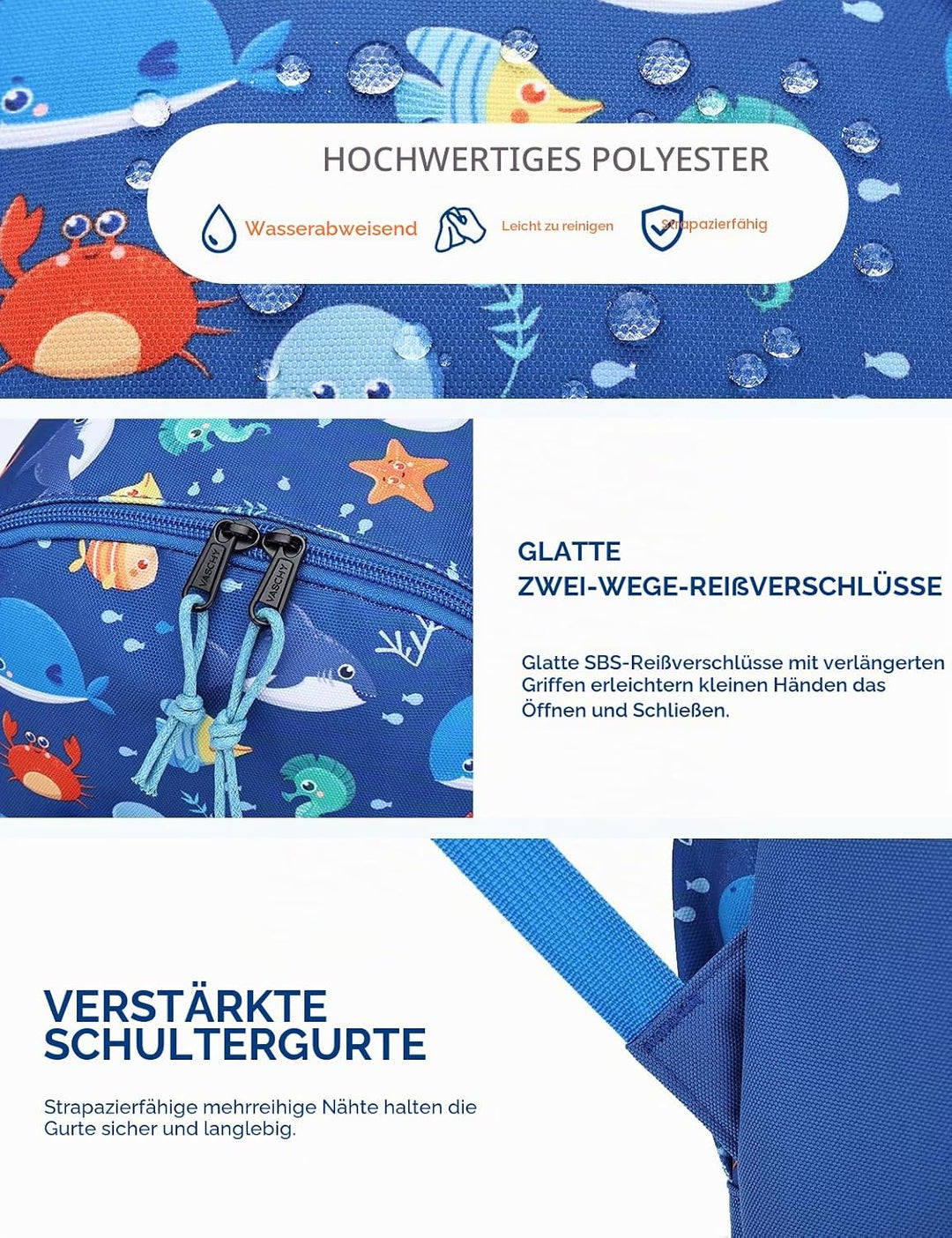 VASCHY Kinderrucksack, leicht, Schulranzen, Mädchen, Jungen, Grundschule, Kindergarten, 4 – 6 Jahre,