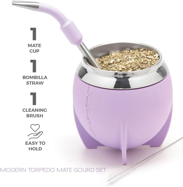 balibetov Yerba Mate Becher und Bombilla Set, inklusive Edelstahl Yerba Mate Kürbis, Premium Bombill
