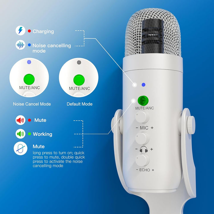 ZealSound Kabelloses Mikrofon, USB-Mikrofon für iPhone, PC, iPad, Android-Handy, kabellos, Kondensat