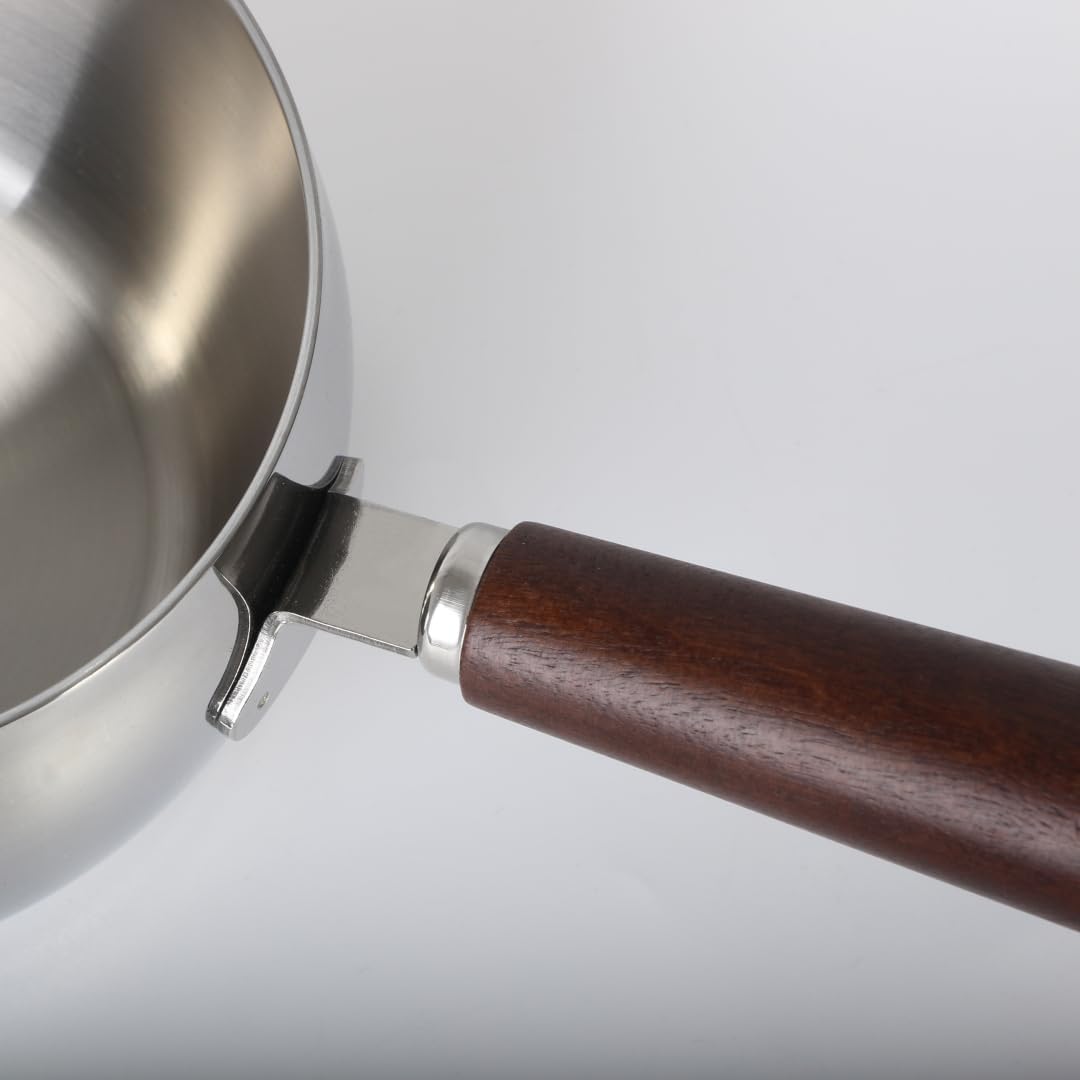 IMEEA Edelstahl Milchtopf mit Deckel 1200 ml Butterwärmer 3-schichtiger Sandwichboden Türkischer Kaf