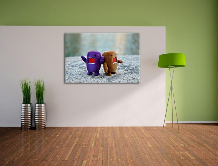 Rawr Monsterpuppen Leinwand, XXL riesige Bilder fertig gerahmt mit Keilrahmen, Kunstdruck auf Wandbi
