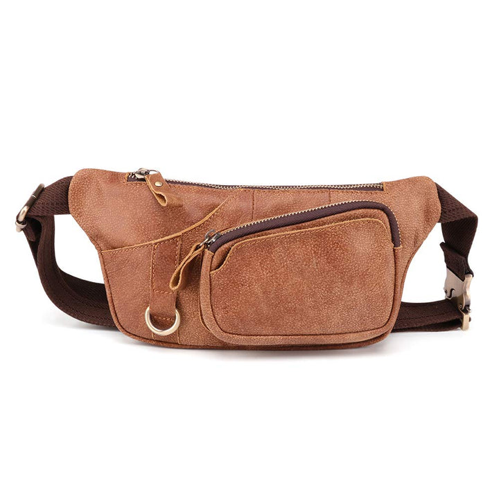 BAIGIO Gürteltasche Leder Herren Hüfttasche Vintage Retro Bauchtasche für Reise Alltagsleben (Braun)