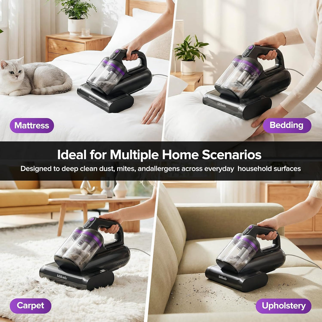 Lubluelu Mattress Vacuum Cleaner for Dust Mites, 350W Powerful Bed Vacuum 100AW Airflow, Ultrasonic