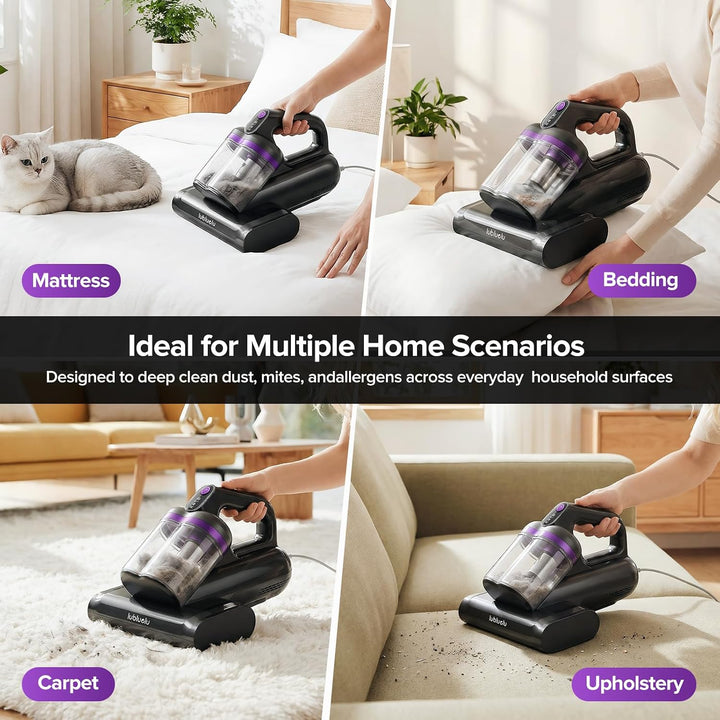 Lubluelu Mattress Vacuum Cleaner for Dust Mites, 350W Powerful Bed Vacuum 100AW Airflow, Ultrasonic