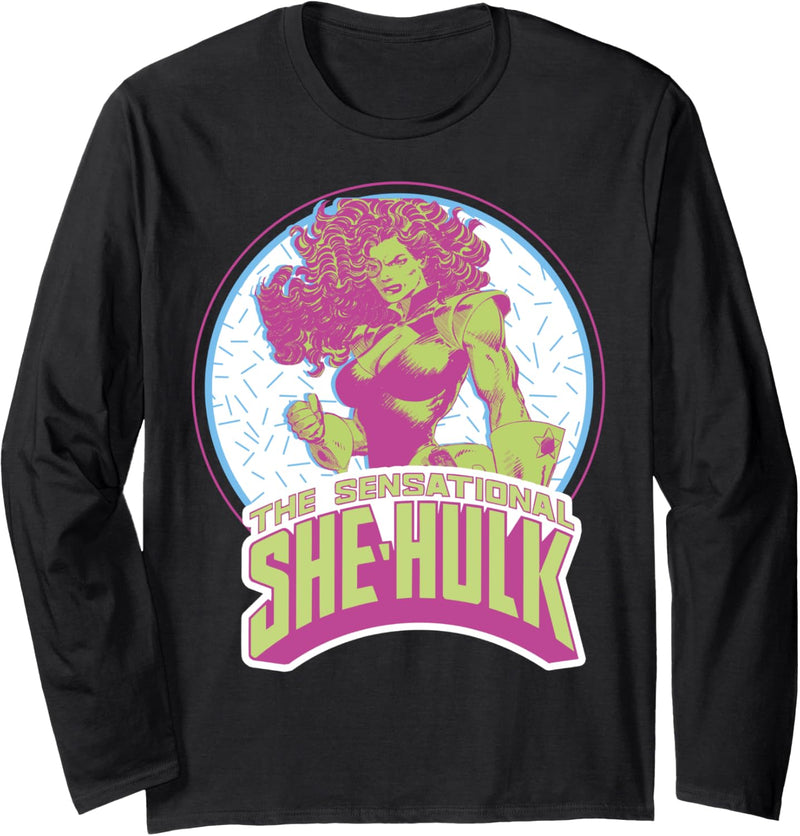 Marvel The Sensational She-Hulk Retro Circle Portrait Langarmshirt