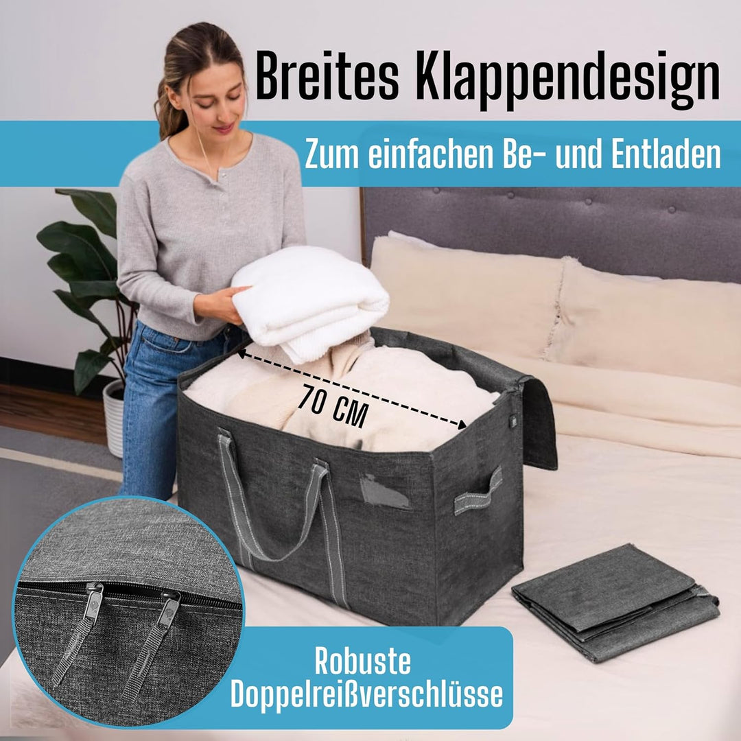 VENO 102 Liter Grosse Aufbewahrungstasche, Aufbewahrungsbox mit Deckel, Starke Griffe Umzugstaschen