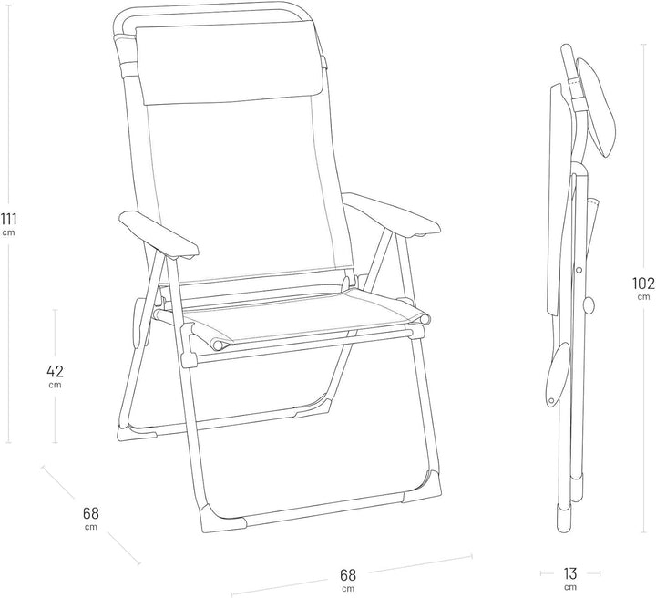 Lafuma ALU Stuhl Cham XL, Batyline, Rye II, 67,5 x 68 x 111 cm Seigle Ii, Seigle Ii