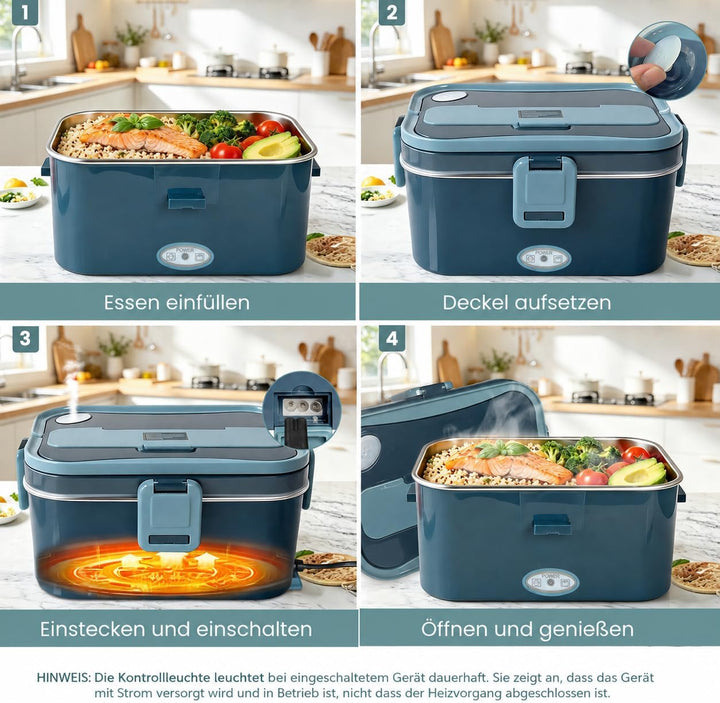 Anykuu Elektrische Lunchbox 100W 1,8L grosse Kapazität Lunchbox elektrisch 3-in-1 12V/24V/220V Wärme