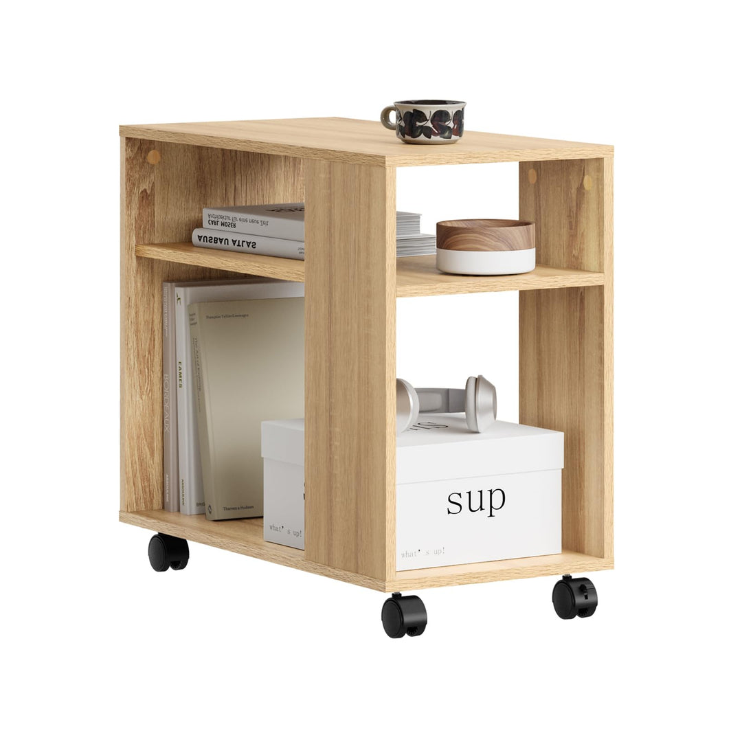 SoBuy FBT34-N Beistelltisch Zeitungsständer Couchtisch Nachttisch Tisch mit Rollen Natur, Natur
