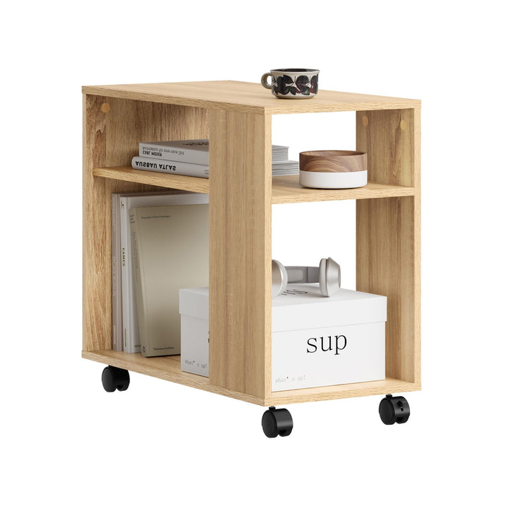 SoBuy FBT34-N Beistelltisch Zeitungsständer Couchtisch Nachttisch Tisch mit Rollen Natur, Natur