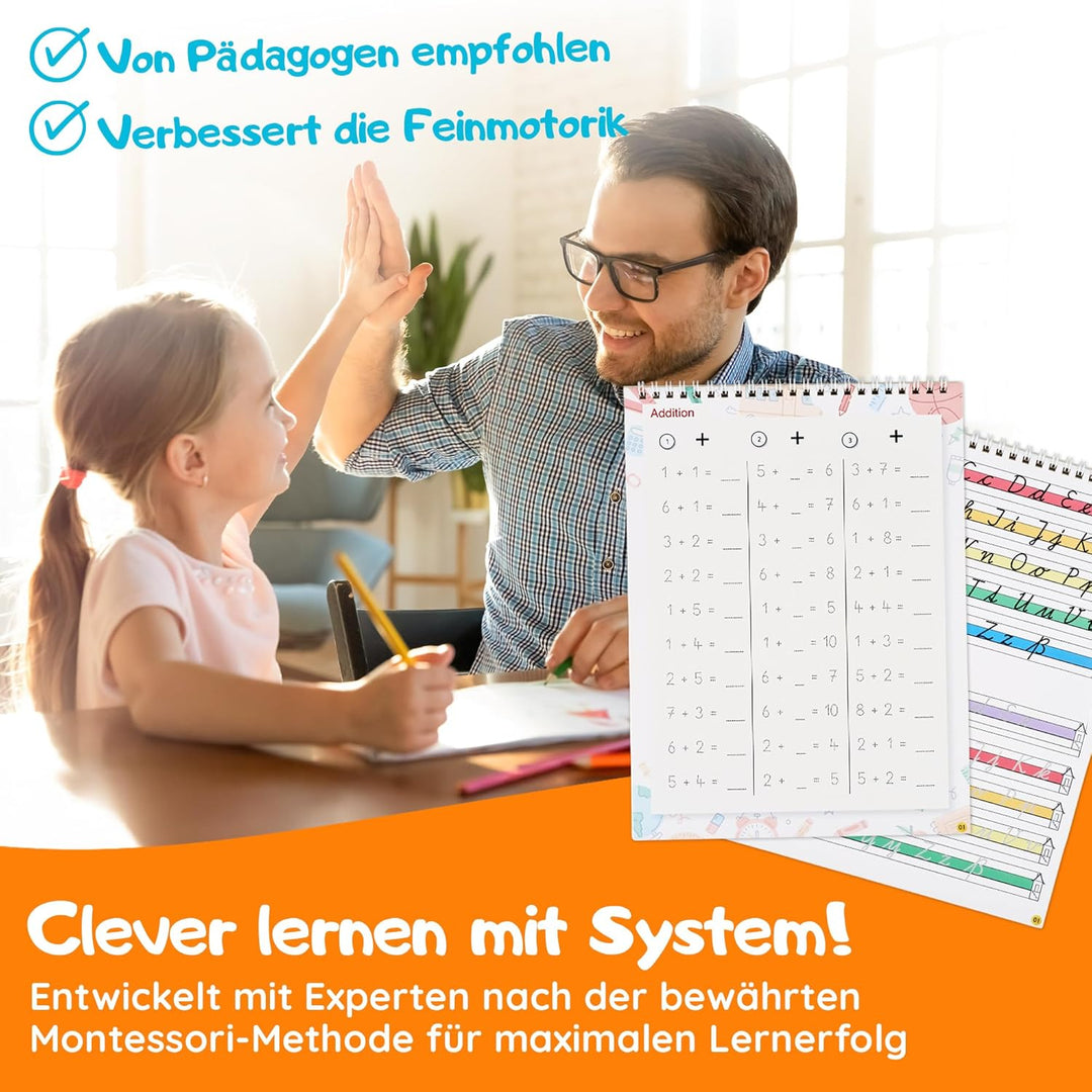 Filapen® 5 Stück Magische Übungshefte Deutsch I Wiederverwendbare Übungshefte für Vorschulkinder I V