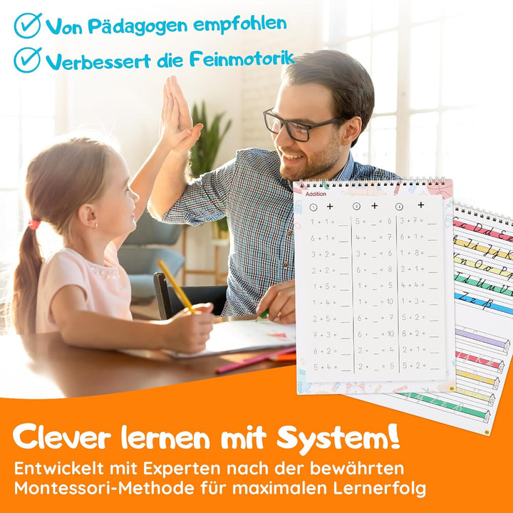 Filapen® 5 Stück Magische Übungshefte Deutsch I Wiederverwendbare Übungshefte für Vorschulkinder I V
