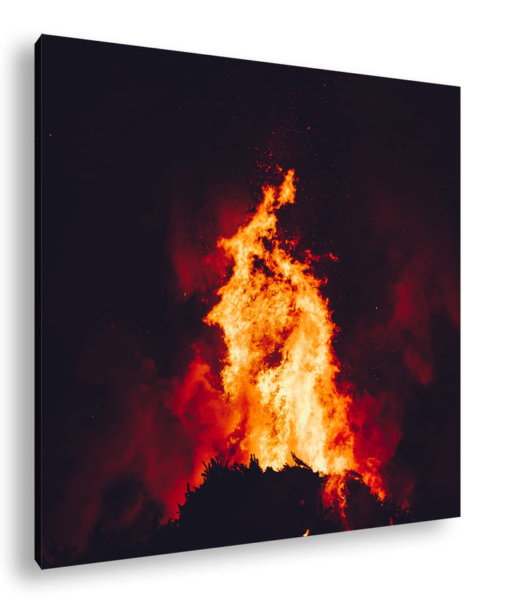 deyoli brennendes Feuer Format: 60x60 cm als Leinwandbild, Motiv fertig gerahmt auf Echtholzrahmen,