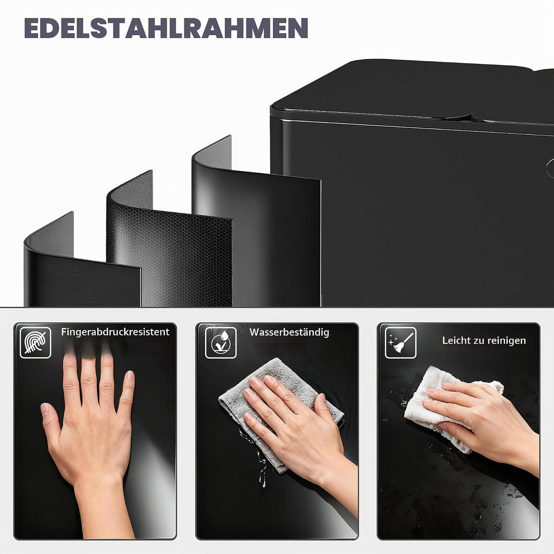 HOMCOM Mülleimer Küche 3 x 20 L Treteimer mit Softclose-Deckel und Pedal Mülltrennsystem 3 Fächer in