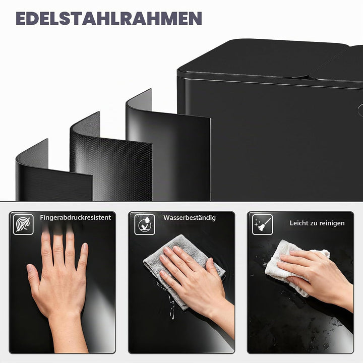 HOMCOM Mülleimer Küche 3 x 20 L Treteimer mit Softclose-Deckel und Pedal Mülltrennsystem 3 Fächer in