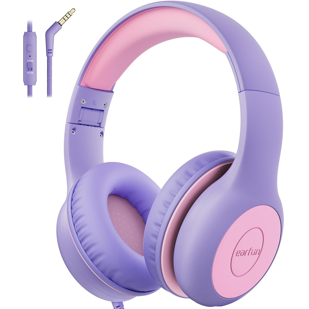 EarFun Kinder Kopfhörer, mit Kabel, 85/94dB Lautstärkenbegrenzer, Faltbare, Einstellbar, Stereo Soun