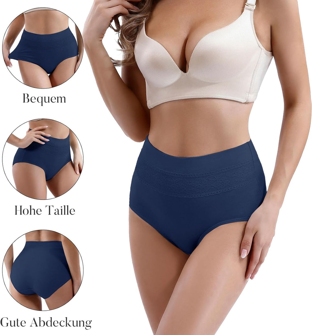 Xaanelr Damen Unterhosen Hipsters Stretch Baumwolle Hohe Taille Slips Weich Unterwäsche für Frauen M
