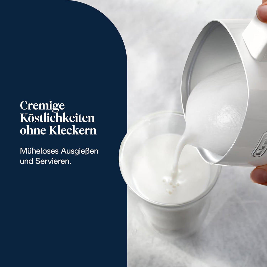 De'Longhi Elektrischer Milchaufschäumer LatteMix EMF3.W, für heisse & kalte Milch & pflanzlichen Alt