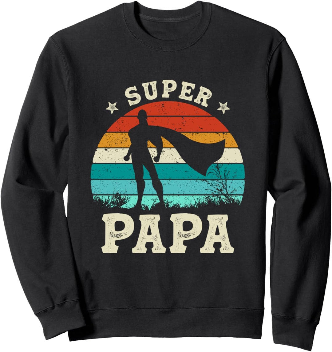 Vatertag Bester Vater Humor Retro Super Papa Sweatshirt